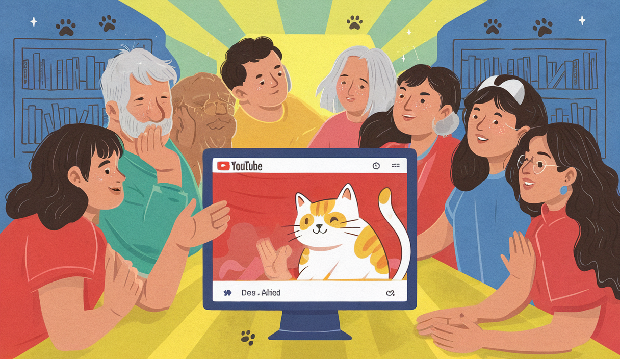 Communauté de propriétaires de chats interagissant avec du contenu YouTube éducatif
