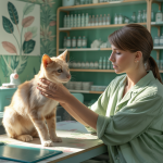 Un chat avec soutien vétérinaire pour insuffisance rénale