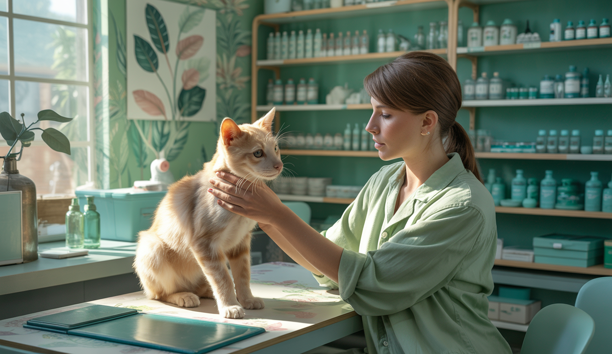 Un chat avec soutien vétérinaire pour insuffisance rénale
