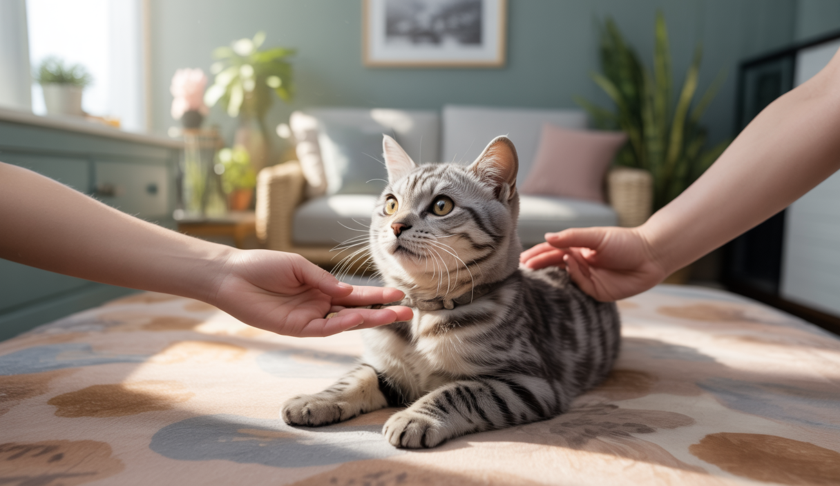 Un chat âgé entouré d'amour et de soins attentifs