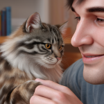 Image représentant un chat en train d'interagir avec un humain, montrant la confiance et l'éducation