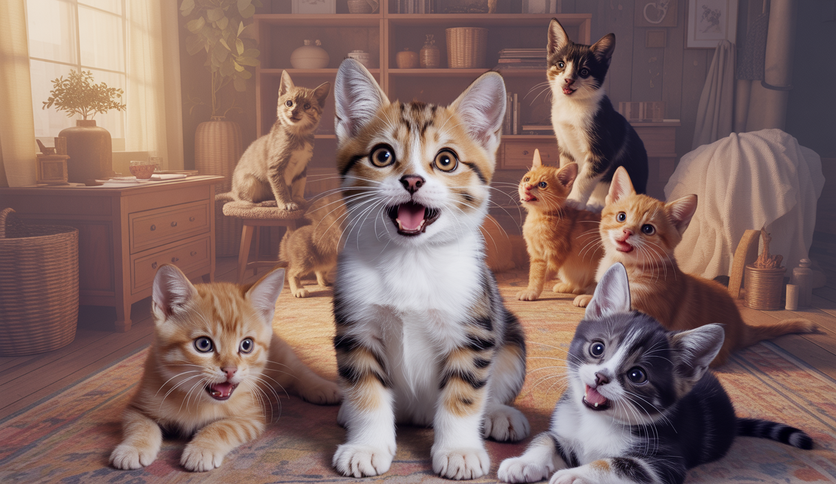 Un chat exprimant diverses formes de communication, des vocalisations aux interactions sociales
