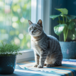 Un chat observant attentivement son environnement, affichant un comportement calme et serein.