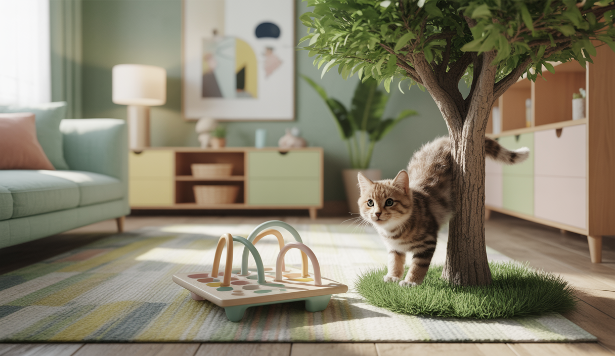 Image illustrant un environnement domestique sécurisé pour chatons