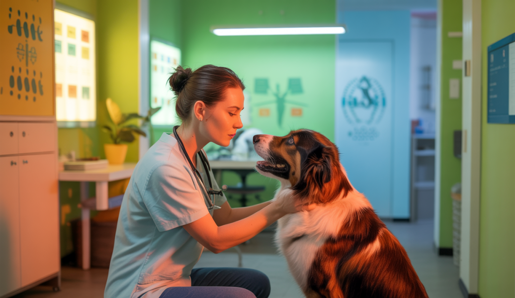 Image illustrant l'importance des soins vétérinaires et de la santé mentale dans le lien entre humains et animaux.