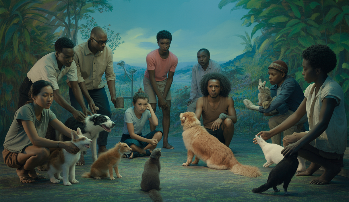 Image vibrant de partage et de compassion envers les animaux.