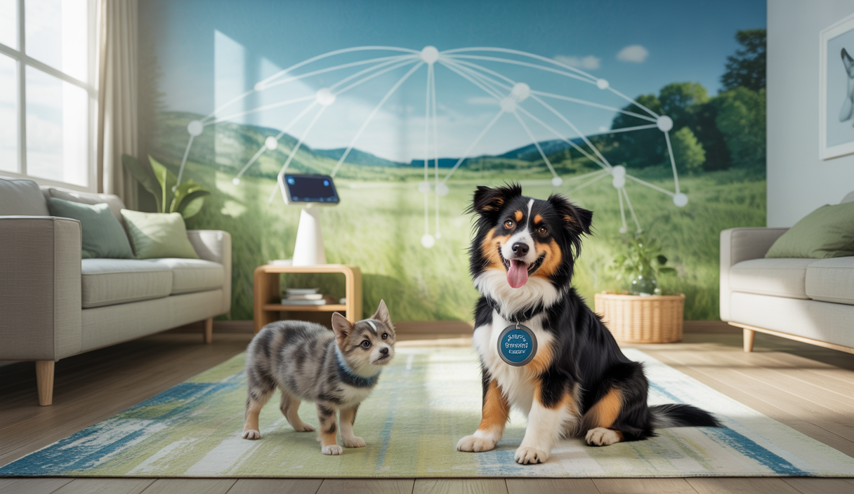 Animaux sécurisés grâce au microchippage, illustrant la localisation et l'identification