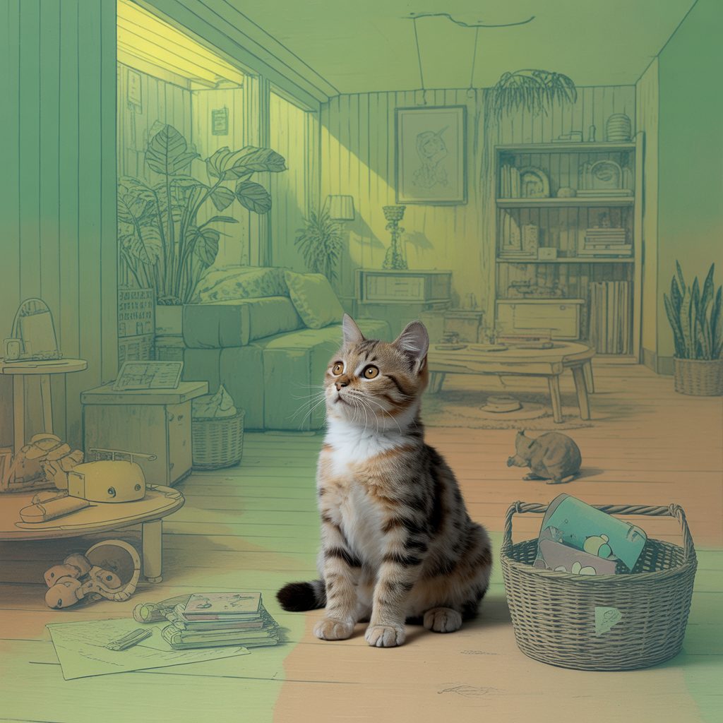 Un chat domestique explorant son territoire avec une attitude sereine et confiante
