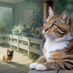 Chat explorant son environnement avec curiosité et sérénité.