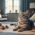 Image émotive d'un chat âgé paisiblement couché dans un environnement serein et réconfortant.