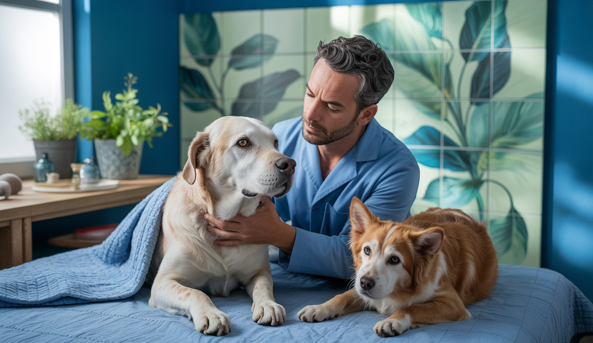 Scène réconfortante de soins palliatifs pour animaux