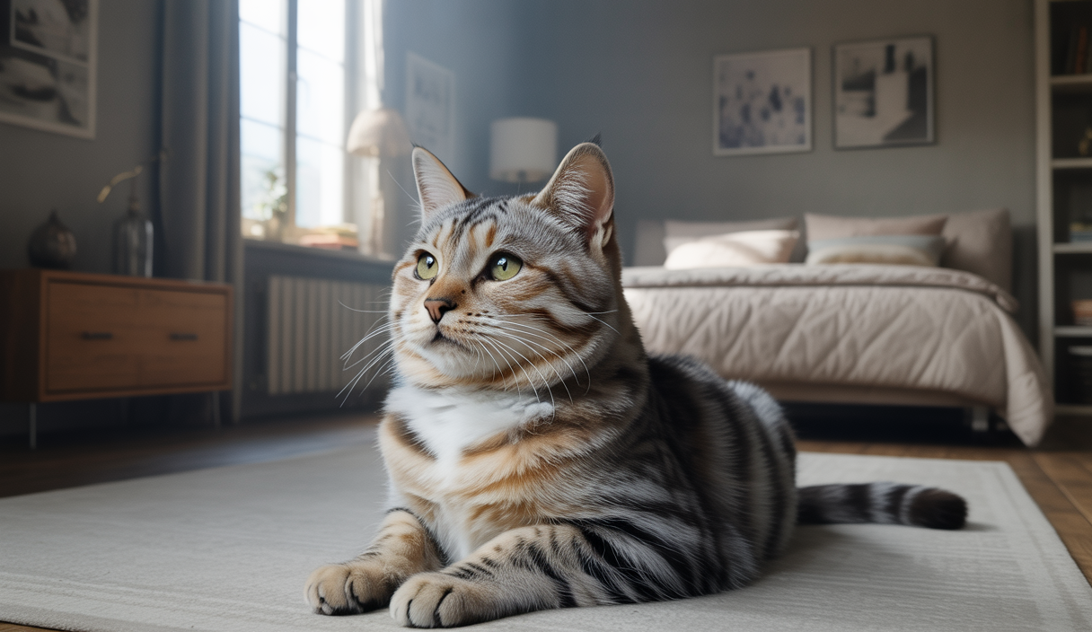 Chat présentant des comportements inhabituels indiquant un problème de santé ou de stress