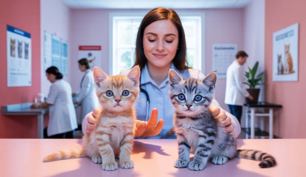 Chatons recevant des soins vétérinaires avec amour
