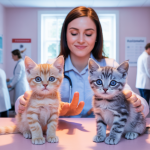 Chatons recevant des soins vétérinaires avec amour