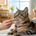 Chat domestique montrant un lien affectif profond avec son propriétaire, dans un cadre intérieur chaleureux