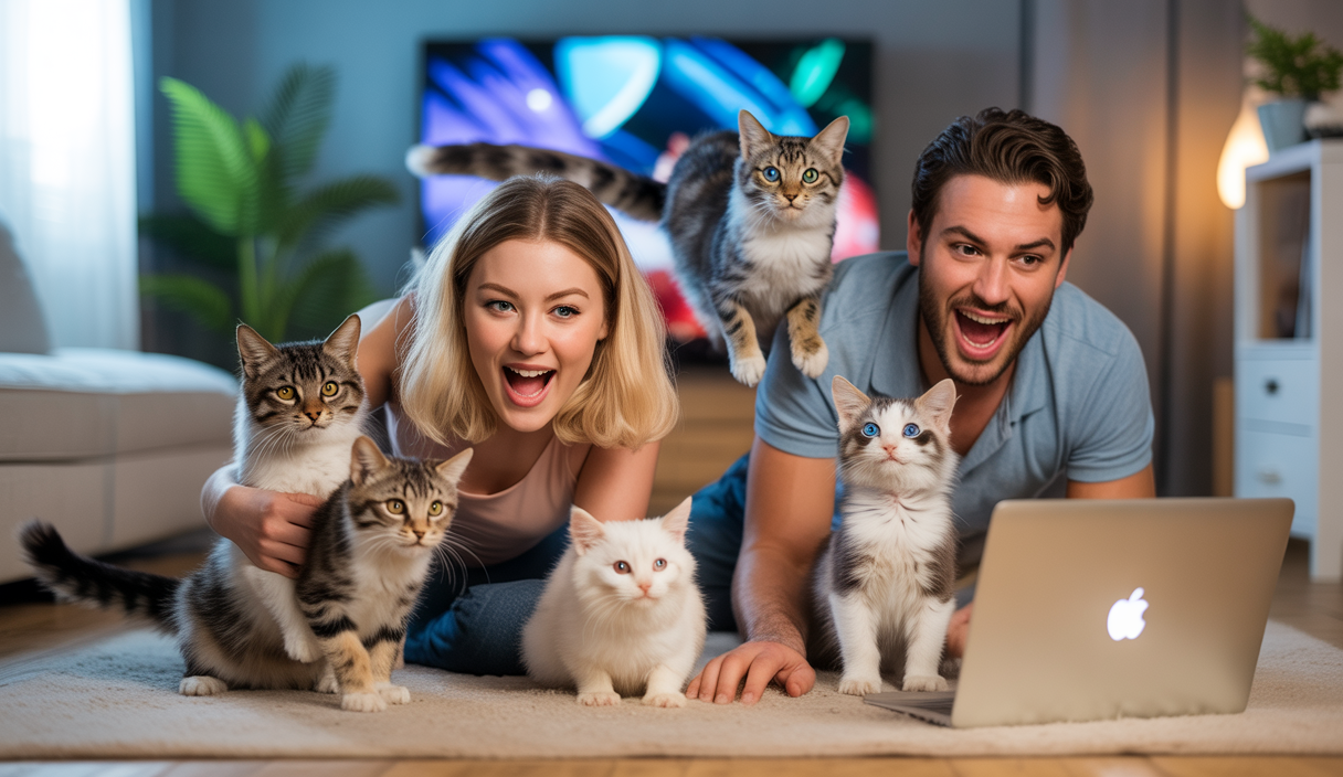 Une compilation de vidéos YouTube sur les chats présentant des aspects de santé, d'humour et de comportement avec des passionnés engagés